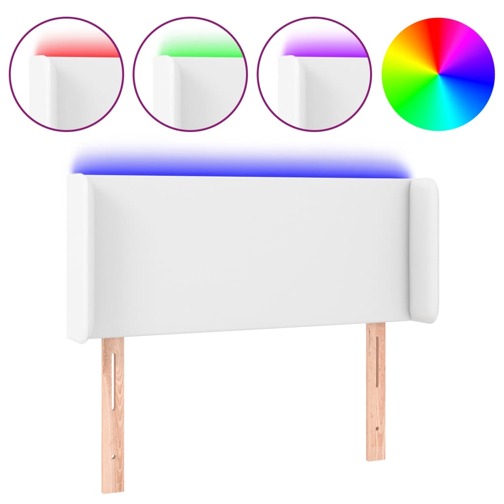Vidaxl Zagłówek Do Łóżka Z Led, Biały, 103X16X78/88 Cm, Sztuczna Skóra