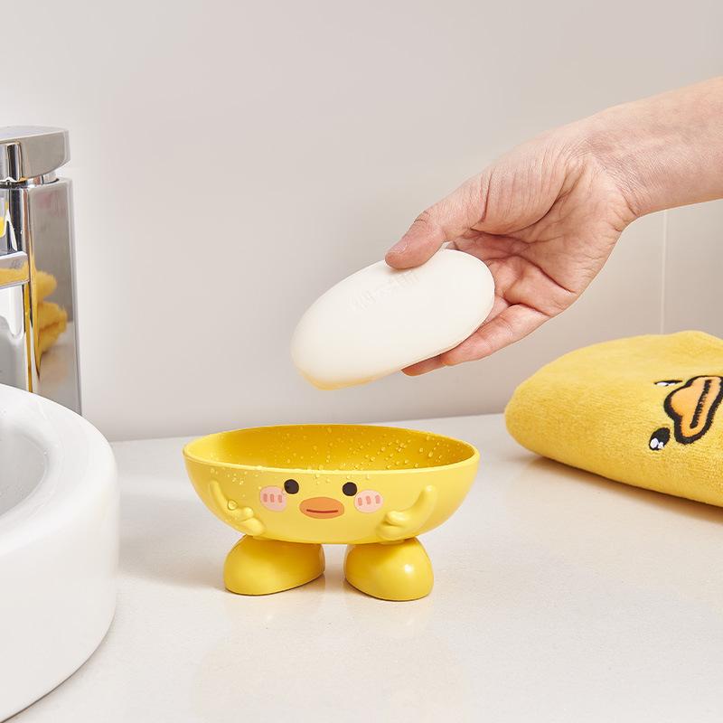 Cute Yellow Duck Soap Dish Creative Soap Holder for Bathroom Durable Plastic Shower Organizer Fun Gift for Bath Accessories