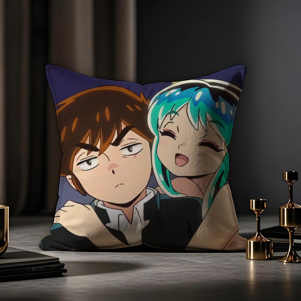 Urusei Yatsura Anime Game Cushion Cover Anti-dustmite Pillowcase Invisible Zipper Silky Short Plush Sofa Cushion Cover