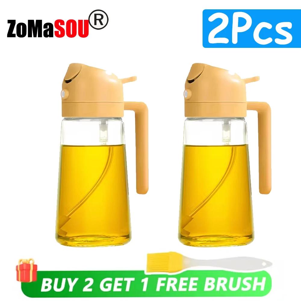 1-4Pcs 2in1 Oil Sprayer Bottle Plastic BBQ Cooking Oil Dispenser Olive Oil Pourers Sprayer Kitchen Baking Mister Vinegar Bottle