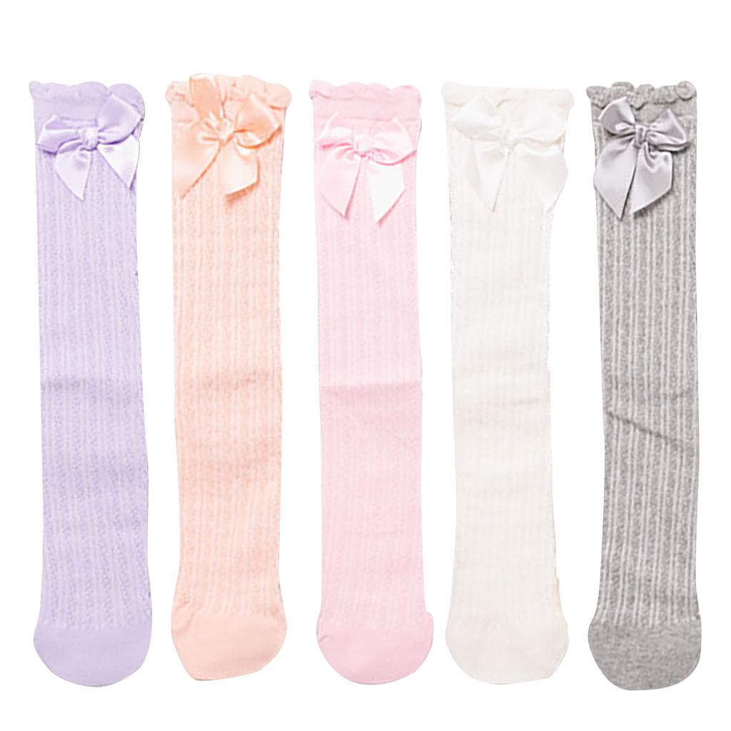 Copii mici Șosete din bumbac pieptănat Bebeluși Fetițe Șosete cu funde de vară Tip lung