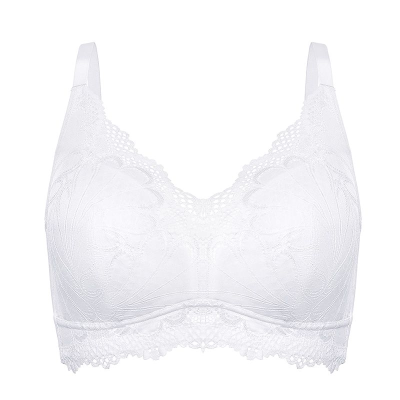 

Тонкий бюстгальтер на повну чашку для великих грудей, щоб показати маленькі груди, жіноча мереживна прозора сексуальна білизна без кісточок 70B білий