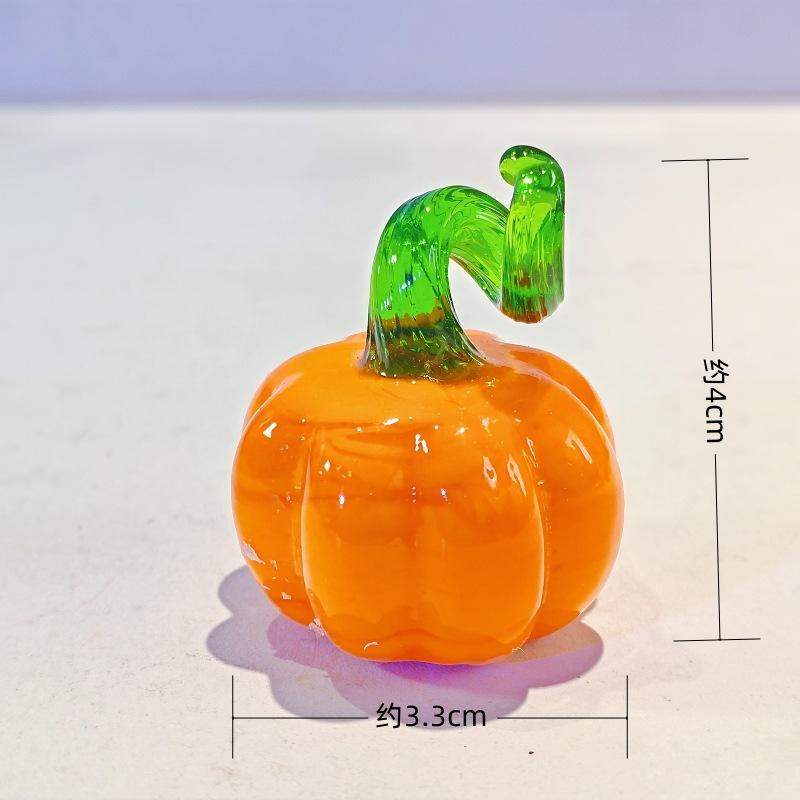 

Mini Glass Halloween Pumpkin Sculpture Handmade Decorative Figurine Ornament Cute Cushaw Small Statue Home Desktop Decor New оранжевый