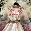 Rochie de seară elegantă vintage cu imprimeu de plasă pentru femei, rochie lungă de petrecere, casual și chic, pentru festival, Franța, nou