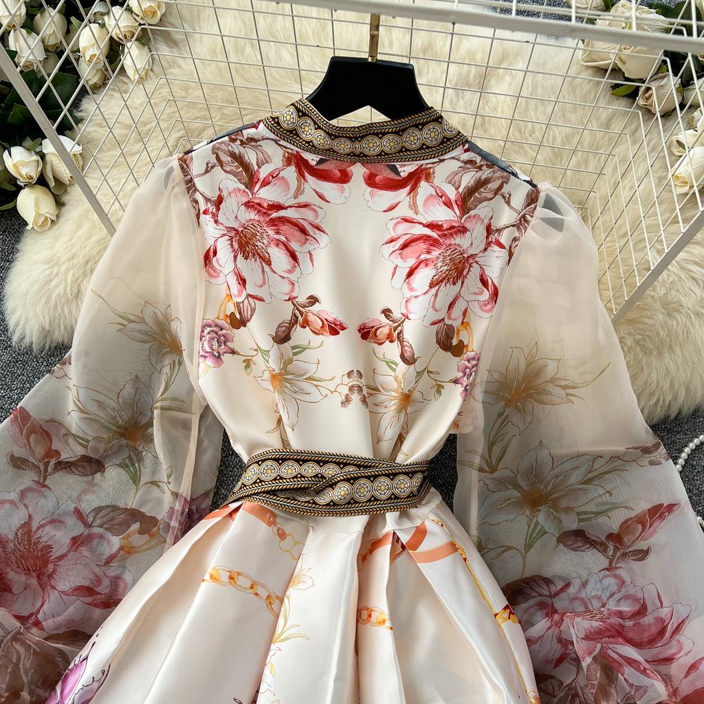 Rochie de seară elegantă vintage cu imprimeu de plasă pentru femei, rochie lungă de petrecere, casual și chic, pentru festival, Franța, nou