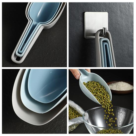 3Pcs Measuring Scoop Kitchen Food Coffee Bean Flour Cereal Popcorn Spoon Shovel Sale Goods