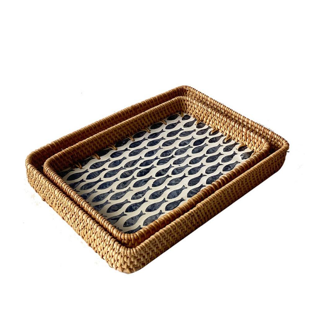 

2pcs Colorful Shell Weaving Storage Tray Handmade Fruit Dish Basket Restaurant Style5