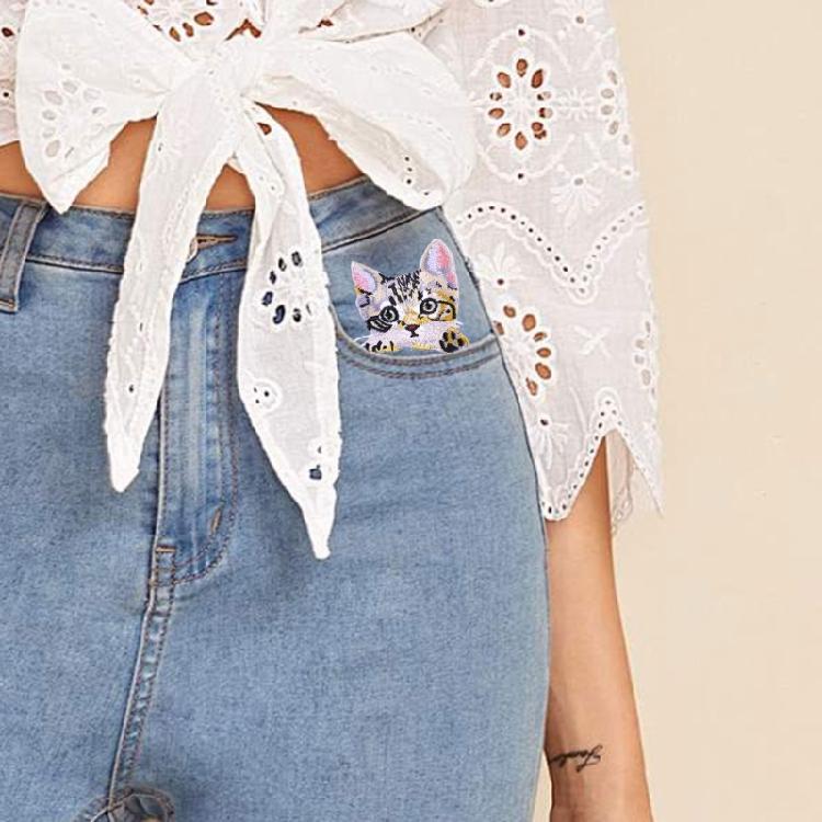 Trendy Cats Pattern Patches Personality Clothes Heat Transfer Appliques for Creative Craft Projects