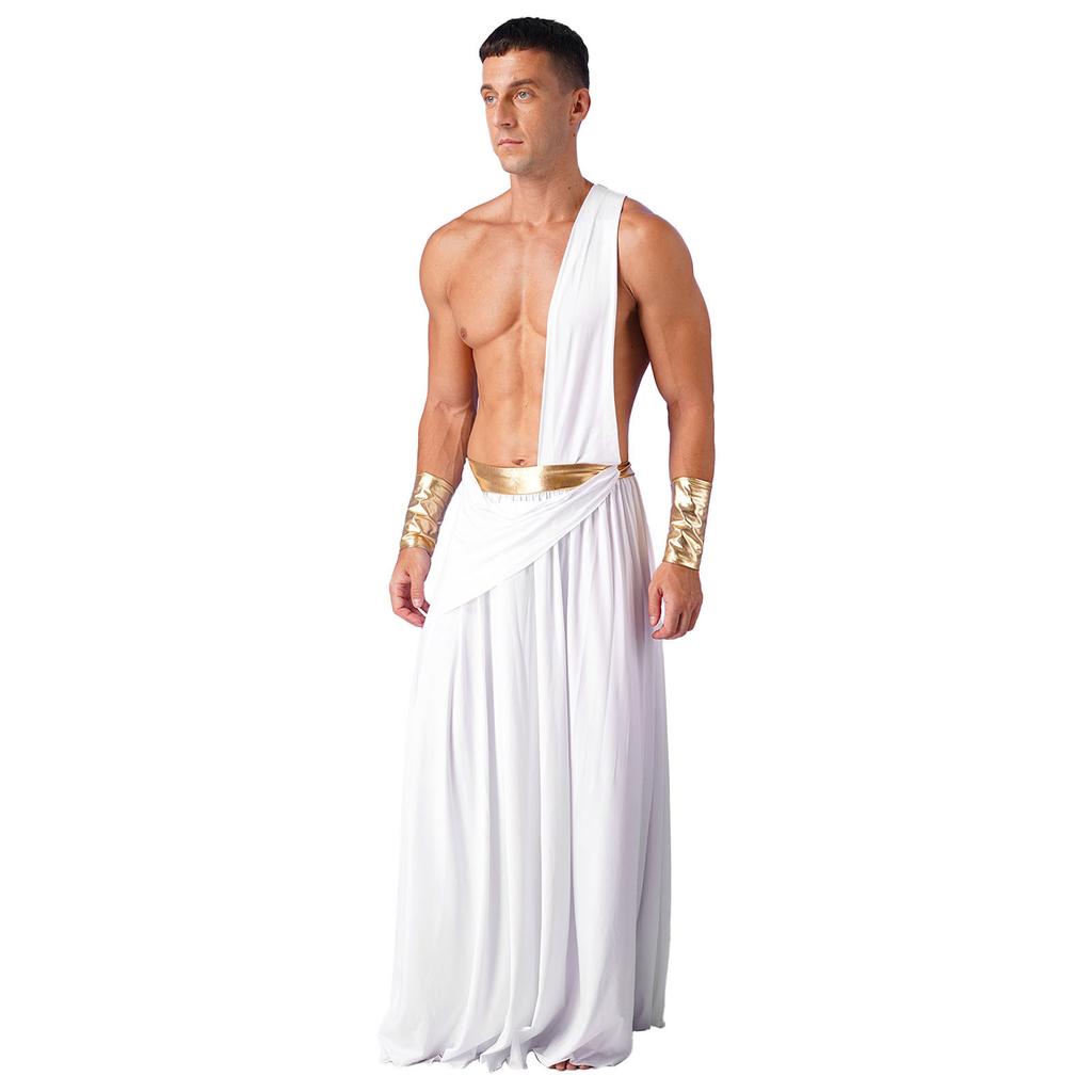 Men Ancient Greek God Costumes Roman Gladiator Halloween Cosplay Medieval Knight Warrior Role Play Outfits for Carnival Party