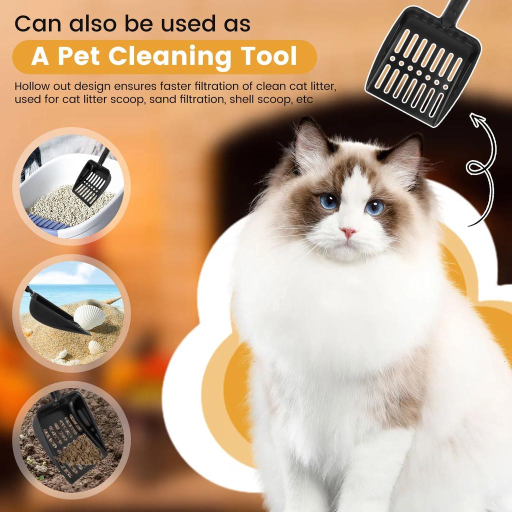 Cat Litter Shovel Heavy Duty Metal Hollow Coal Shovel Heat Resistant Hangable Fireplace Shovel Tool Multi-role Pet Cleaning Tool