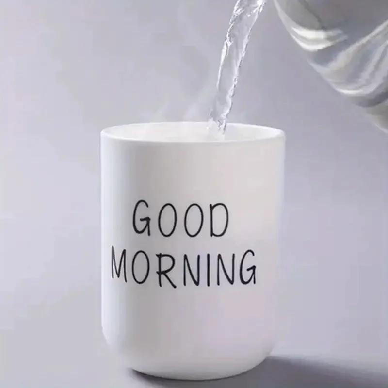 1pc Slogan Graphic Mouthwash Cup, Simple Couple Toothbrush Cup, Plastic Gargle Cup, Bathroom Tumbler, Bathroom Accesso