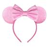 Mouse Ears Headband For Girls Adults 5'' Sparkly Sequin Bow Hairband Festival Party Travel DIY Hair Accessories