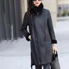 Autumn Winter Women's Leather Coat Thick Warm Mid-length Fleece-lined PU Leather Coat