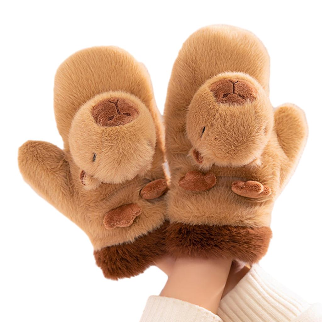 2020Women's Winter Gloves Kawaii 3D Capybara Penguin Cold Weather Warm Gloves for Driving Running Hiking