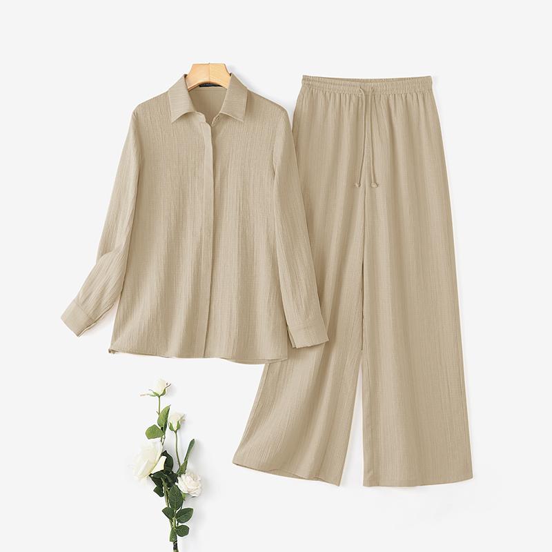 ZANZEA Women Long Sleeve Blouse and Pants Casual Two Piece Suit Sets
