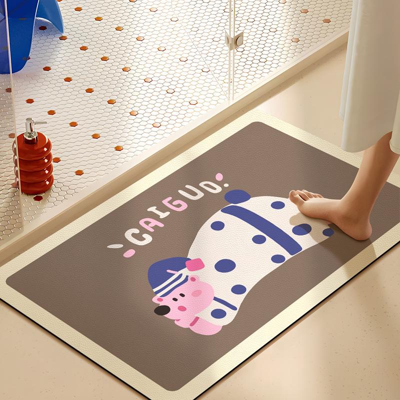 Cartoon Bathroom Water Absorption Oil Absorption Anti-slip Mat Household Toilet Quick-drying Foot Pad Bathroom Door Diatom Mud Mat