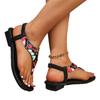 Fashion Toe Clip Print Casual Women's Sandals, Summer Plus-size European American Square-toed Beach Sandals, Women's Low-heeled Sandals