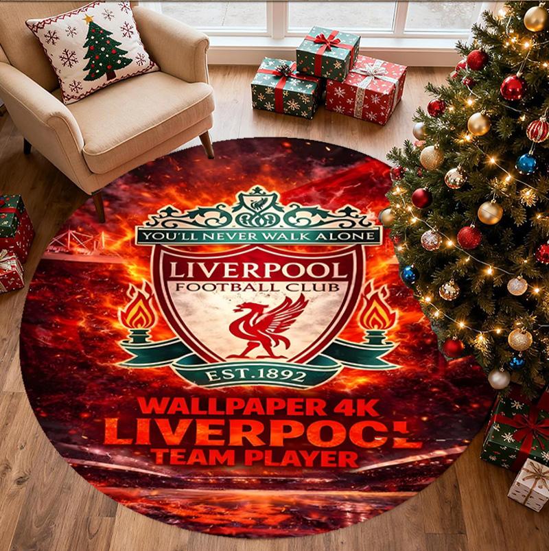 Alfombra Redonda con Patrón del Liverpool F.C., Felpudo para Interiores/Exteriores, para Picnic, Sala de Juegos, Dormitorio, Oficina, Sala de Estar, Alfombra Decorativa para el Hogar, Regalo de Cumpleaños