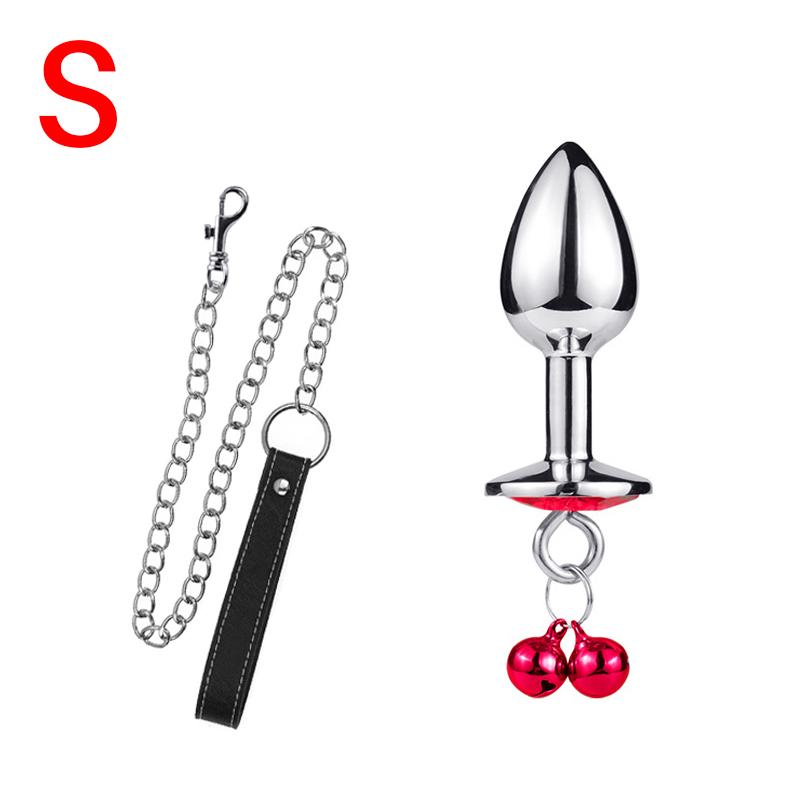 Analplug Sexspielzeug Edelstahl Glattstahl Buttplug mit Glöckchen rundem Kristallanhänger