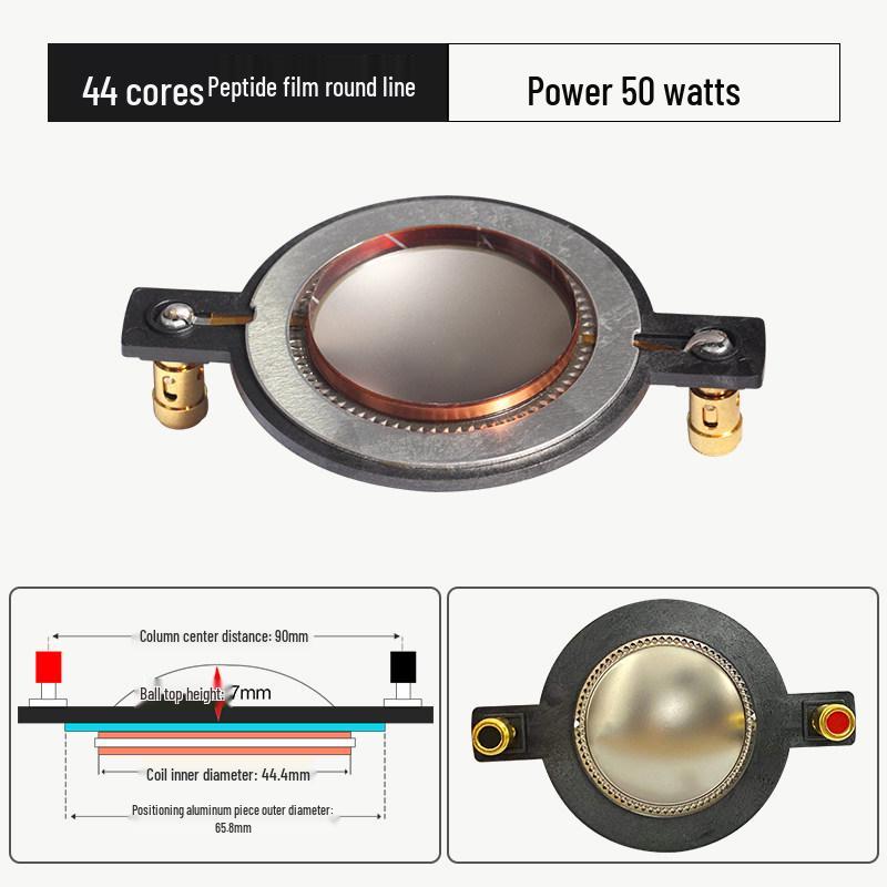 44.4mm Tweeter Voice Coil Diaphragm with Round Flat Wire and Post for Tweeter Speaker Repair