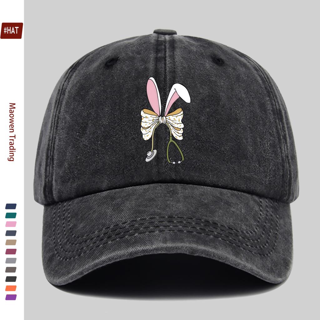 Pc Cute Nurse Rabbit Pattern Printed Casual Printed Baseball Cap Home Leisure Printed Design Casual Hat Truck Driver Comforta