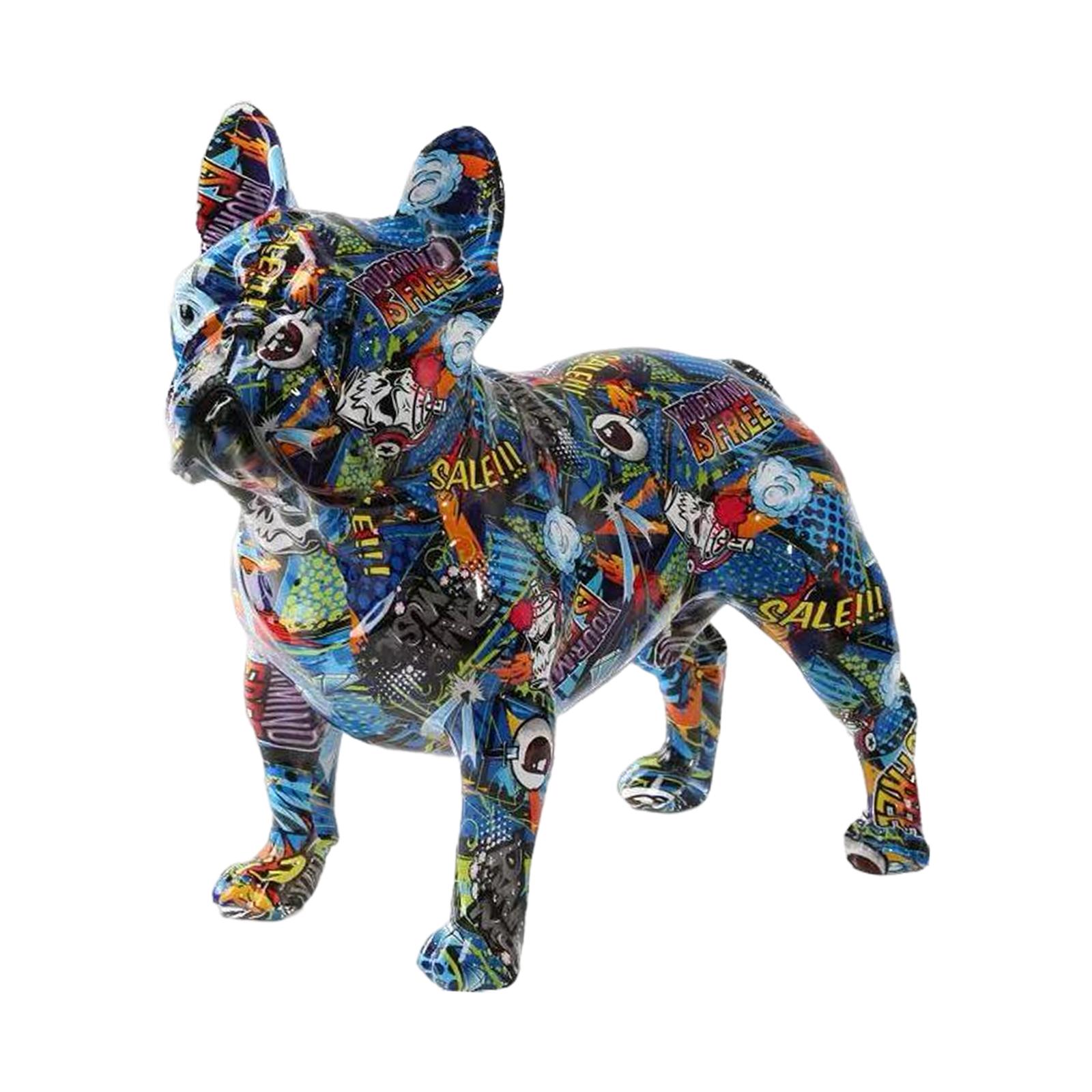 

Modern Graffiti Bulldog Statue Resin Animal Decoration Art Figurine for Entryway Office Home Decor