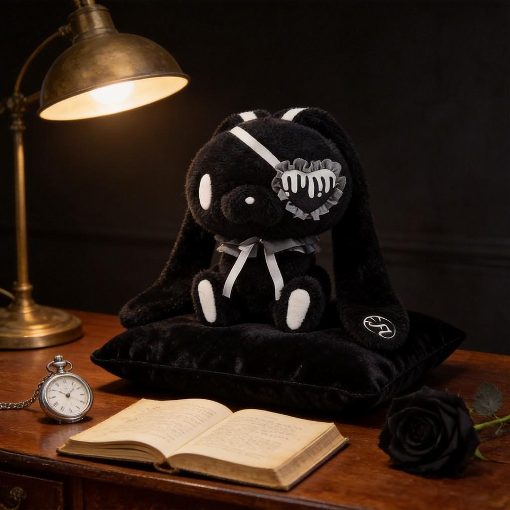 Gloomy Bunny Gothic Eye Patch Plush Toy Keychain With Soft Pp Cotton For Collectors