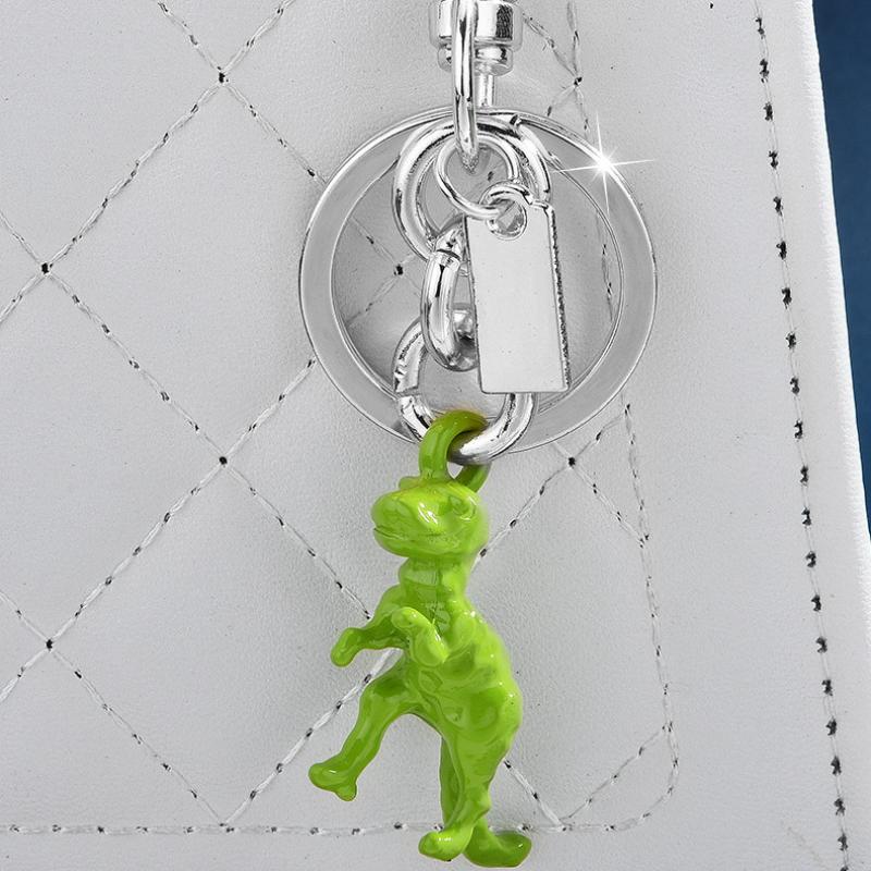 3D Stereoscopic Green Dinosaur Metal Keychain, Small Dinosaur-Shaped Keychain Pendant