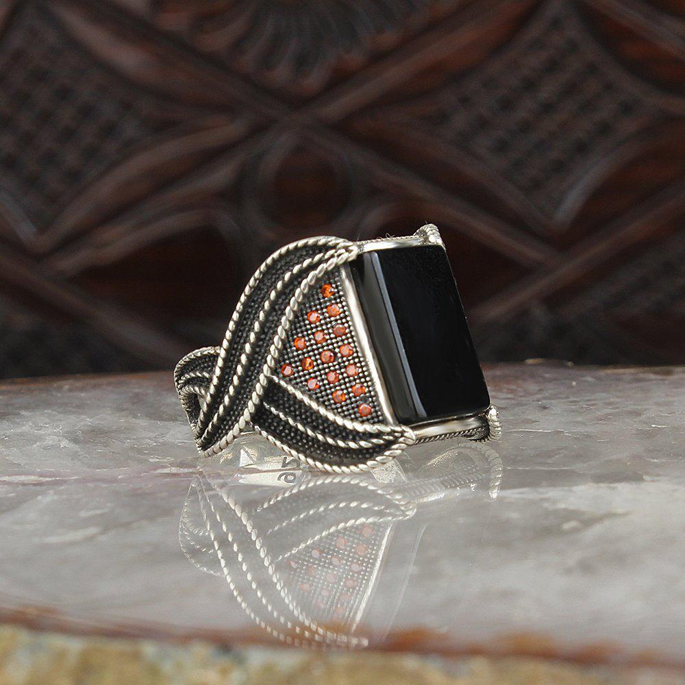 

Siyah Oniks Taşlı 925 Sterling Silver Man Ring 9