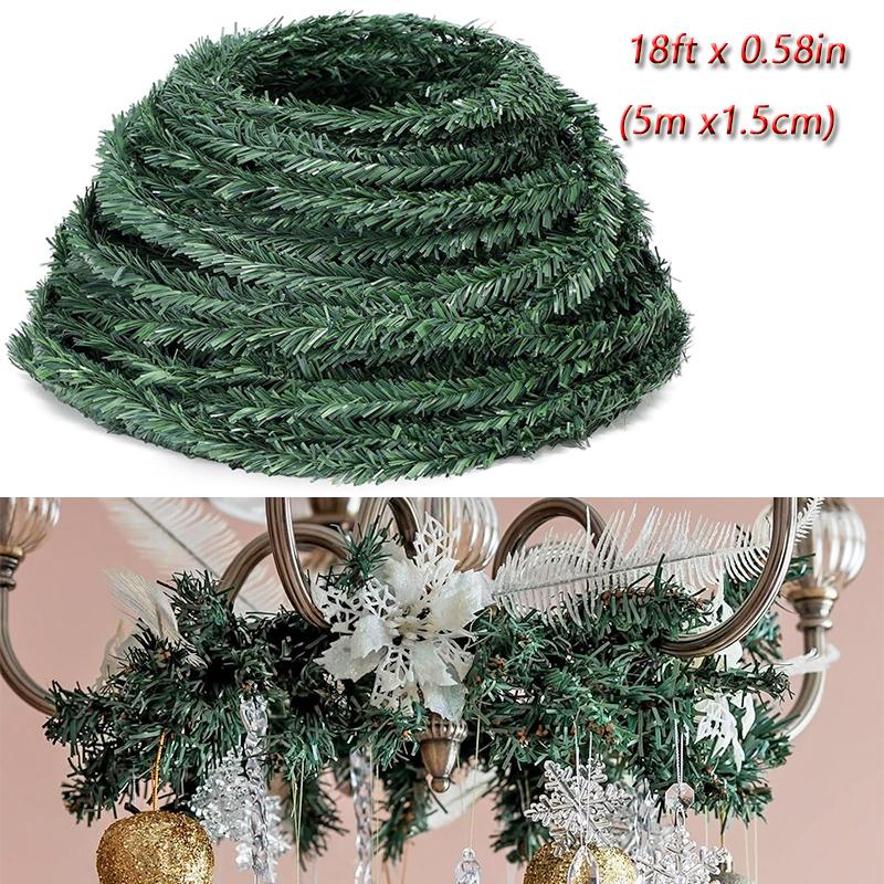 

1 Roll Realistic Mini Artificial Pine Garland With Branches & Twigs Branches 18ft X 0.58in For Outdoor Christmas Winter New Year
