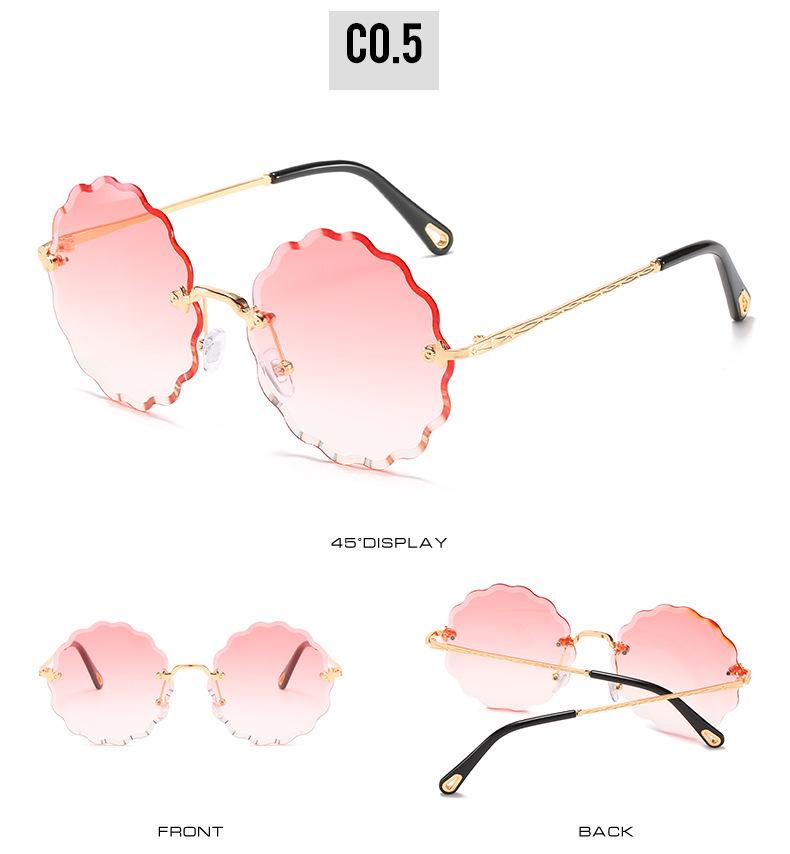 2020 Cut Edge Frameless Women's Sunglasses, Floral Design with Colored Ocean Lens, Style 5508