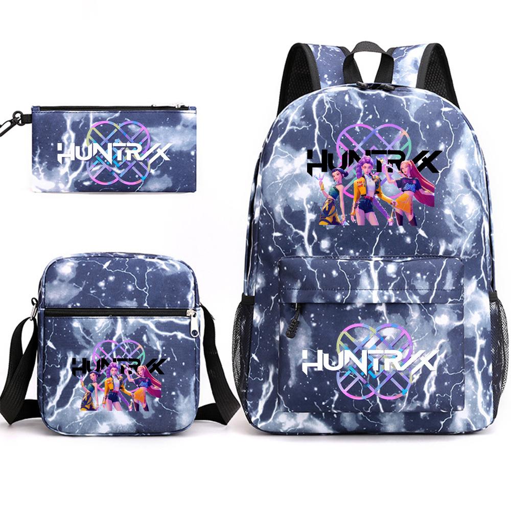 3Pcs/set Anime Printed Backpack with Shoulder Bag Pencil Case for Teenager Student Boy Girl SchoolBag Large Capacity Waterproof Bookbag Kid Gift