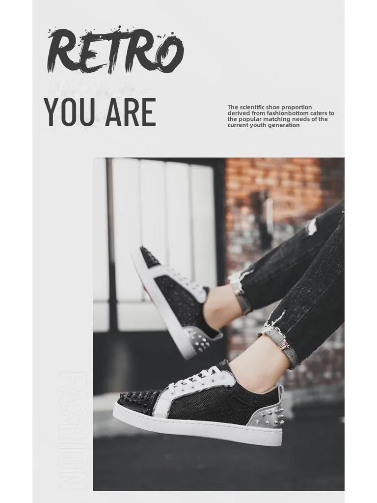 Men's 2024 Autumn Black Rivet Casual Fashion Sneakers