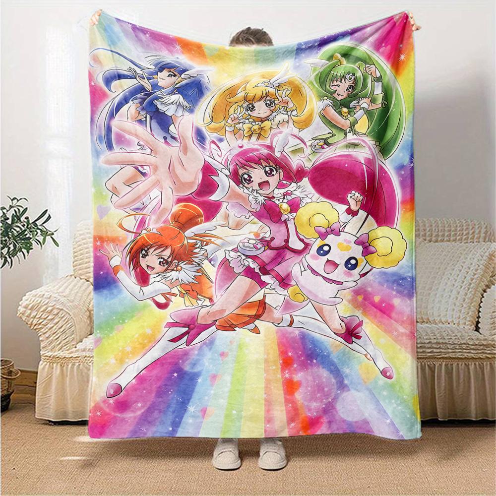1pc Pretty Cure2 Blanket, Gift, for Men and Women, Soft Blanket, Good for Sofa Bed Couch Travel, Lightweight Flannel Blanket