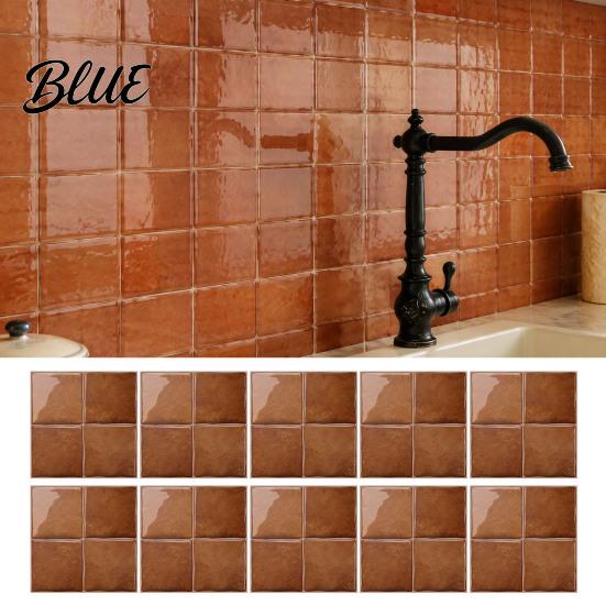 Retro Style Adhesive Wall Panels Square Checkered Tiles Stickers Self PET Panels Kitchen Backsplash Peel And Stick Easy Waterproof Oil-proof Decals