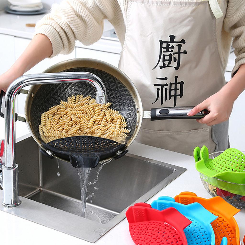 Pasta Strainer Kitchen Gadgets Strainers And Colanders Silicone Strainer Clip Strainer For Pots Kitchen Strainer For Meat Vegetables Fruit