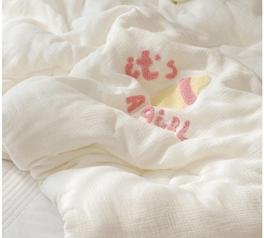 Class A Cotton Double-Layer Quilted Blanket for All Seasons - Lightweight Baby Quilt for Summer, Cozy for Spring/Autumn, Warm Winter Comforter