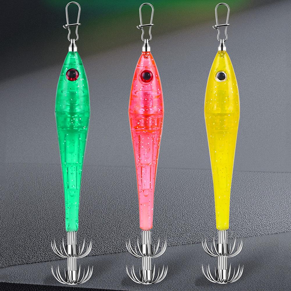 Night Fishing Squid Jigs Lure Waterproof Luminous Squid Fishing Bait 3D Simulation Eye Cuttlefish for Saltwater Freshwater