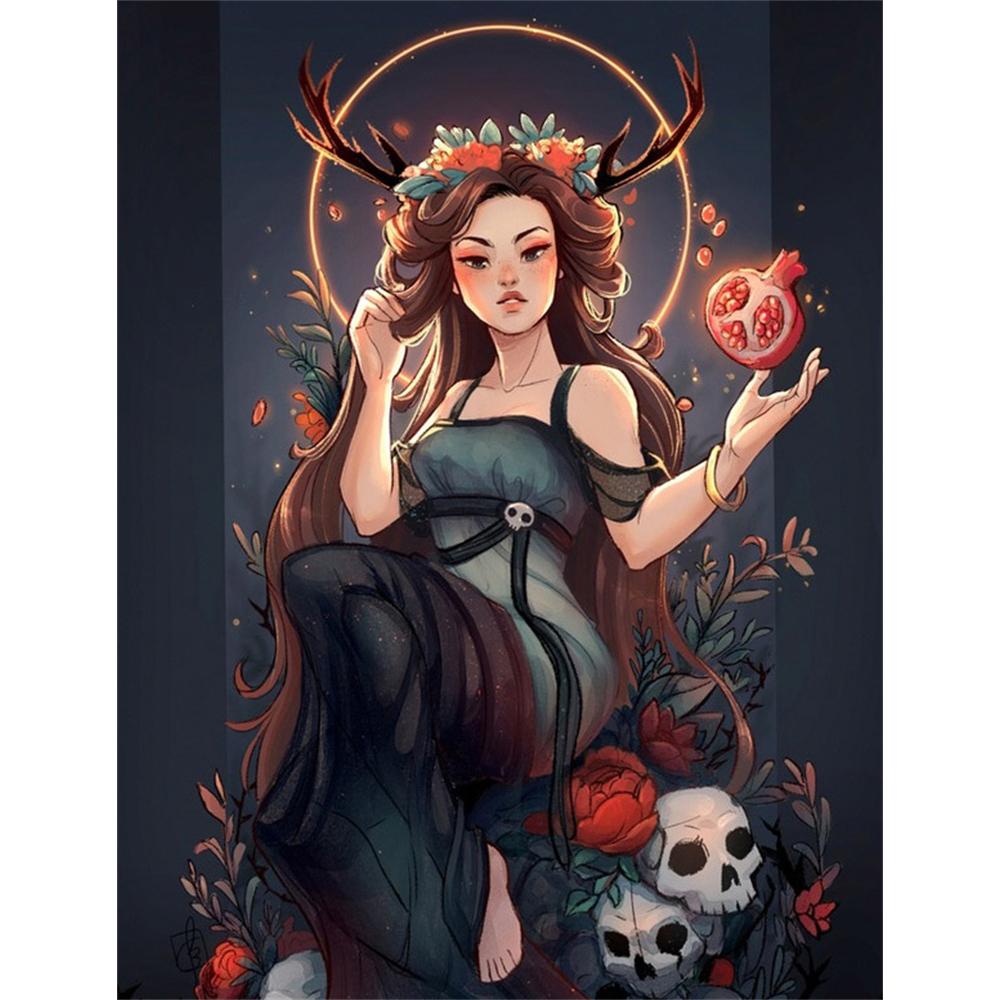2026 New Witch Diamond Painting Girl 5D Diamond Full Drill Stitch Complete Set Crystal Handicraft Gift Home Decor