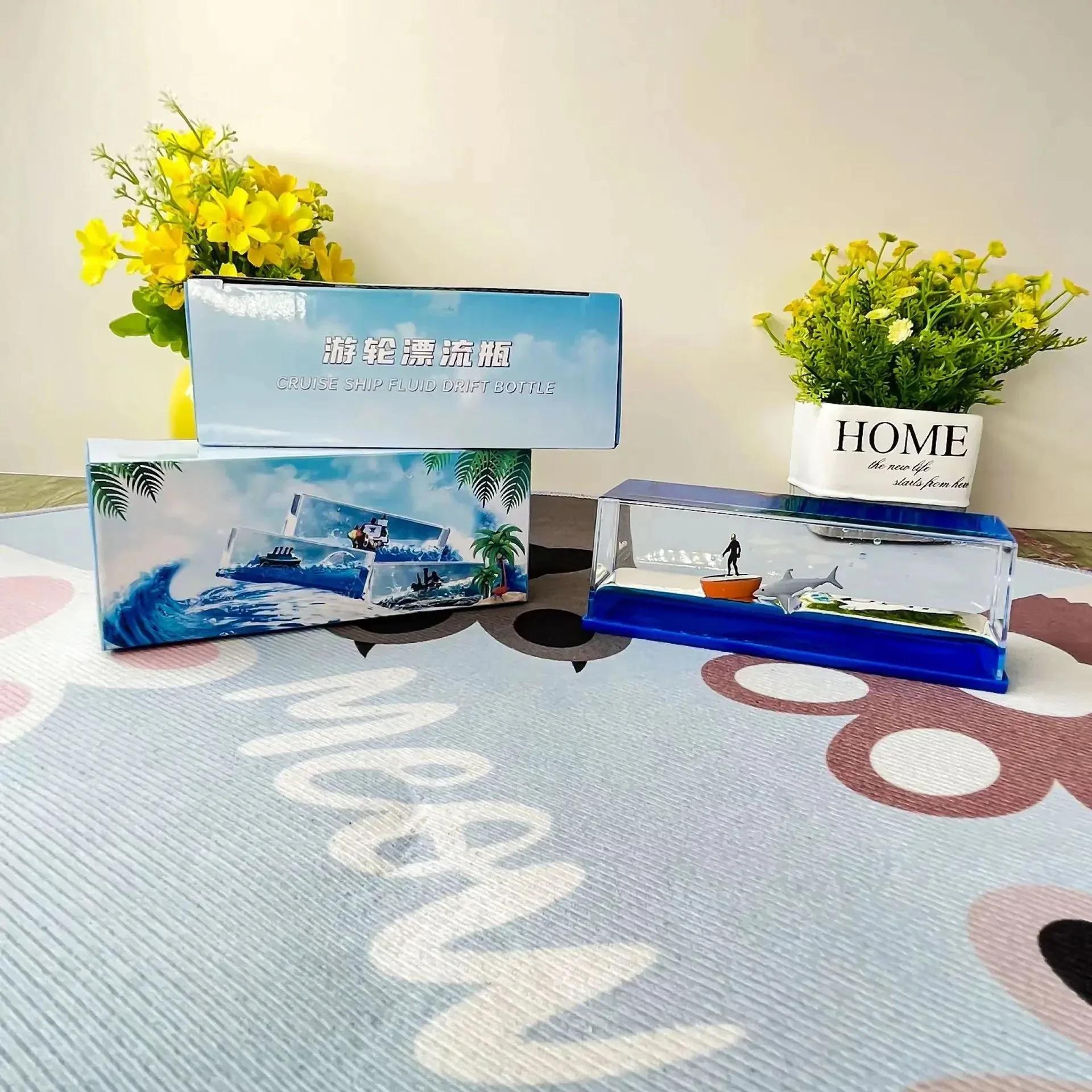 

Креативный круизный корабль, бутылка для дрейфа жидкости, украшение рабочего стола, подарок на день рождения, украшение для декомпрессии, песочные часы, автомобильный орнамент, подарок