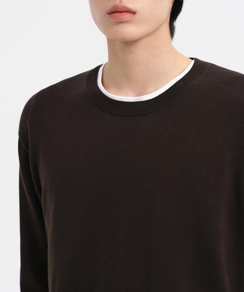 MUSINSA STANDARD Washable Supima Cotton Crew Neck Knit [Brown]