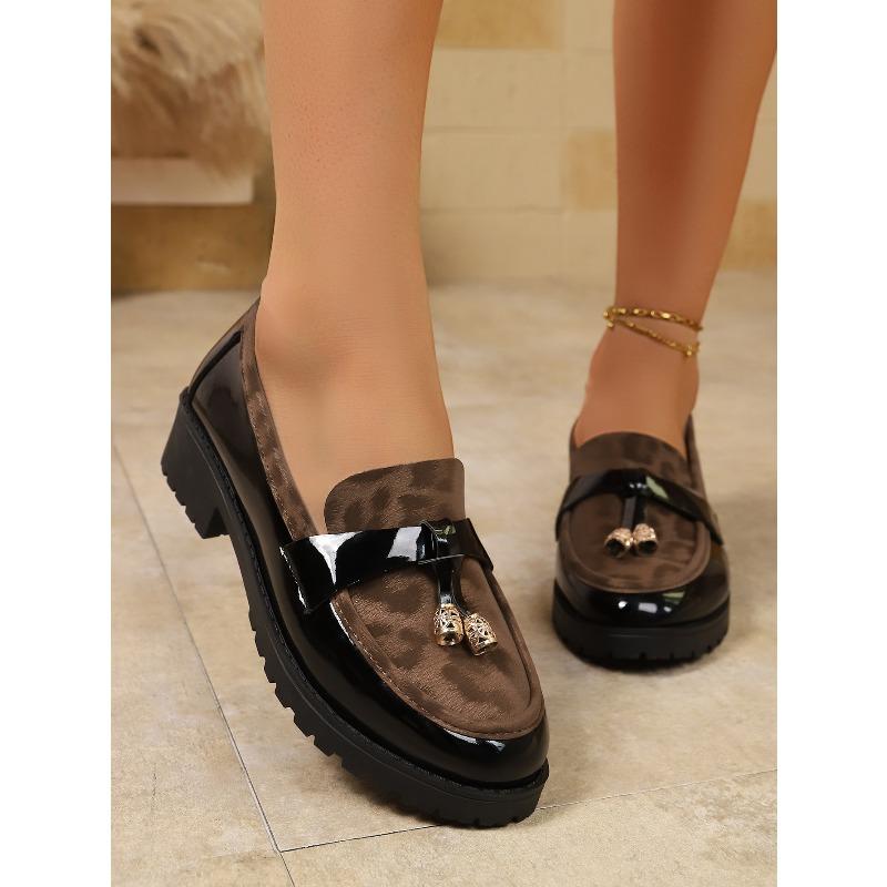 Leopard Print British Style Low-top Shoes 2025 Autumn New Fringed Retro One-foot Loafer Shoes for Women