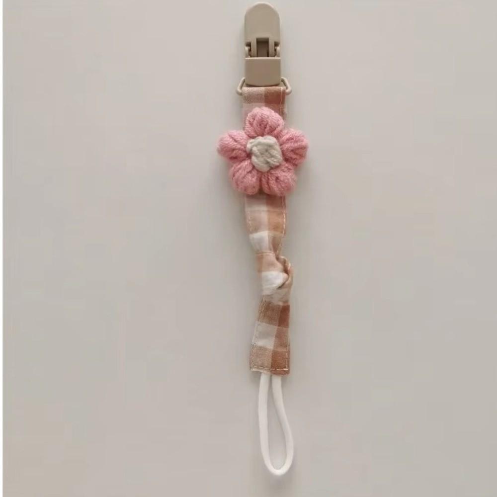Cute Baby Pacifier Chain Plaid Embroidery Pacifier Clips Cute Flower Dummy Nipple Holder Toddler