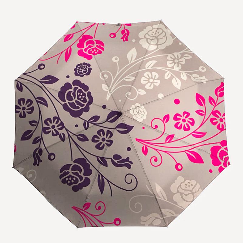 

1pc Floral Pattern Automatic Open/Close Umbrella, Compact Travel Umbrella, 8-Rib Sturdy Frame - Ideal Gift for Friends yy251118087