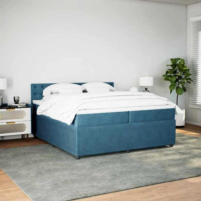 Maison Exclusive - Sommier à lattes de lit et matelas Bleu 200x200 cm velours