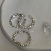 S925 Silver Stunning Geometric Open Adjustable Ring For Women With Elegant Smiley Design Face
