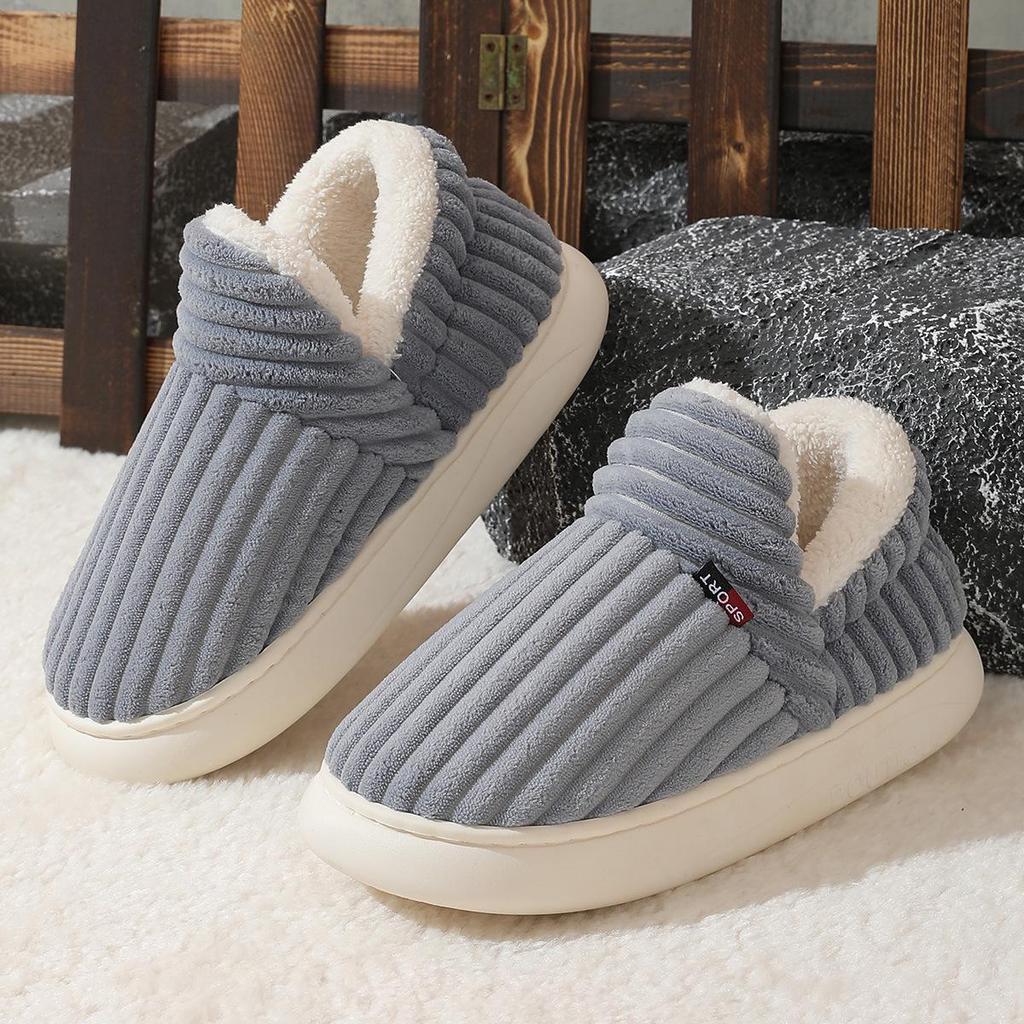 Comfort Plus Velvet Cotton Slippers with Heel Cover - Cozy Indoor Winter Footwear for Couples