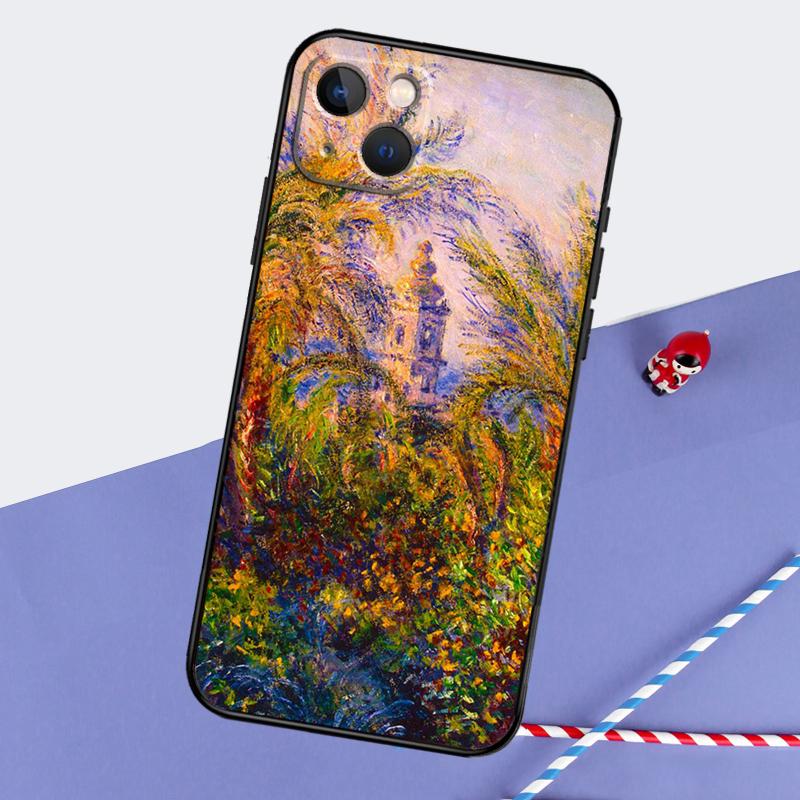 Claude Monet Garden Lotus Bridge Phone Case For iPhone 16 15 Pro Max 12 13 Mini 11 14 Pro Max XR 16 15 Plus 16e Cover Coque