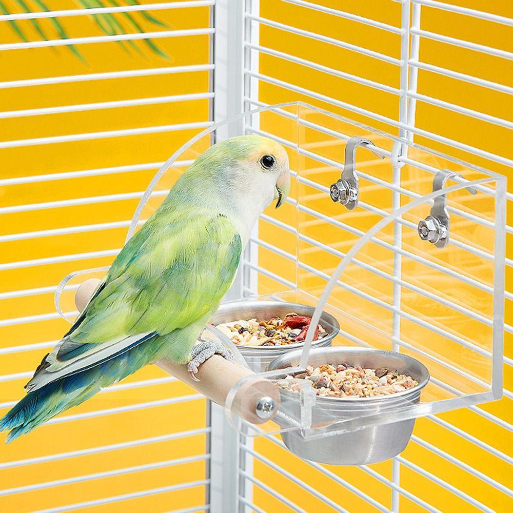 Anti-Slip Stand Hanging Bird Cage Feeder 304 Stainless Steel Bird Food Container Aviary