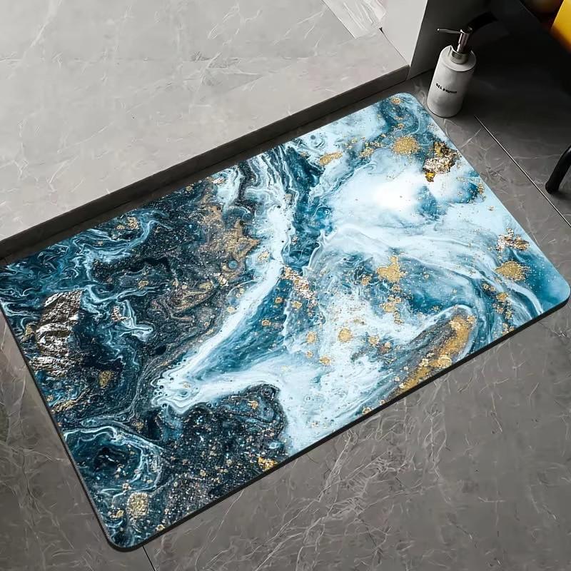 Marble Texture Pattern Entrance Doormat Floor Mat for Bathroom Non Slip Bath Mats Soft Carpet Shower Tub Outdoor Doormats Decor